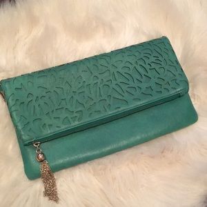 Turquoise aqua clutch bag
